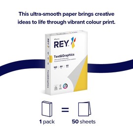 Rey Text & Graphics A4 160gsm FSC Certified Extra White Card for Special documents, 1 Pack of 50 Sheets. Responsibly sourced, for Excellent Reproduction and Creative Projects