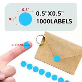 PARLAIM Round Dot Stickers 1/2 Inch Color Coding Labels on a Roll, 1000 PCS Permanent Circle Stickers in Plastic Dispenser Box for Home Office Classroom Color Code (Sky-Blue)