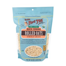 Bob's Red Mill Organic Quick Cooking Rolled Oats, 16oz (Pack of 1) - Non GMO, Whole Grain, Vegan, Kosher