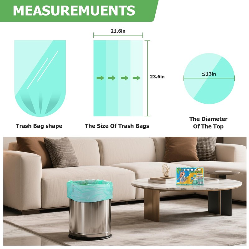 6 Gallon Trash Bags Compostable Green - Heihaily Medium Garbage