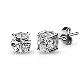 Philip Jones April (Diamond) Birthstone Earrings Created with Zircondia® Crystals