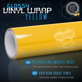 Solutions Gloss Yellow Glossy Vinyl Wrap Sheet Roll Air Free - 60" x 72" In / 5FT x 6FT