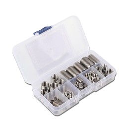 Gugxiom 50Pcs Stainless Steel Thread Repair Kit, Threaded Inserts for Plastic/Metal, Thread Reinforce Repair Tool M3/M4/M5/M6/M8/M10/M12/M14/M16 with Storage Case