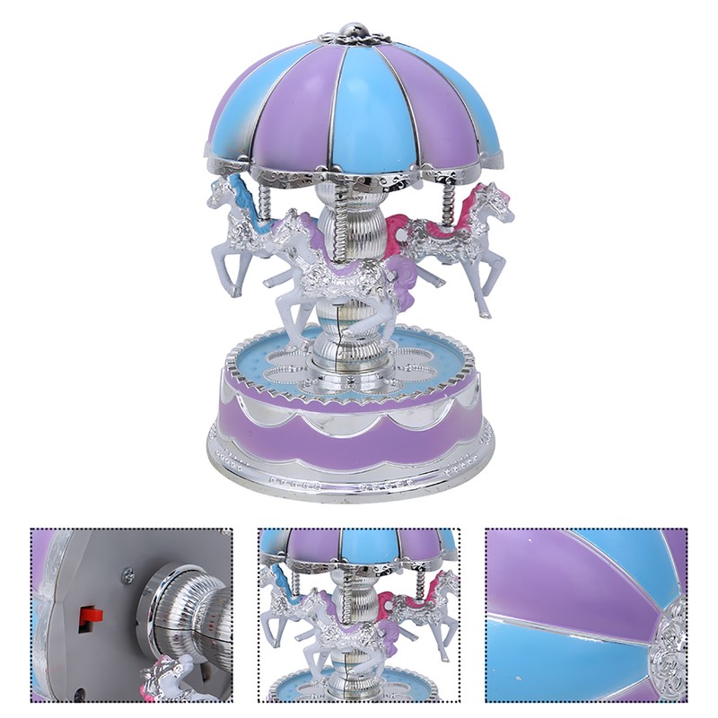 Innovative Children Carousel Birthday Gift Plastic Ornaments Luminous Eight Tone