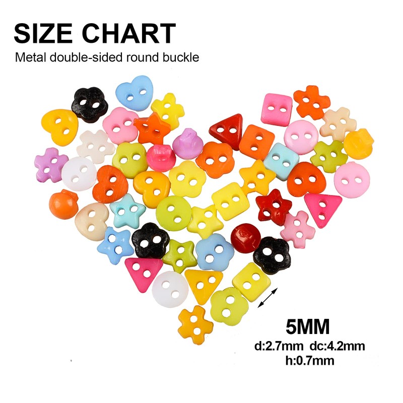 OELFFOW 100Pcs Colorful Mini Handmade Buttons for DIY (Star, Flower,