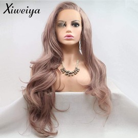 Xiweiya 24inch Mixed Purple Hair Wig Long Body Wave Mixed Purple Synthetic Lace Front Wigs For Women Side Part Heat Resistant Fiber Makeup 24 Inches