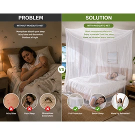 White Outdoor Camping Mosquito Net - Insect Proof, Protective, Portable Bed Canopy for Indoor and Outdoor Use
