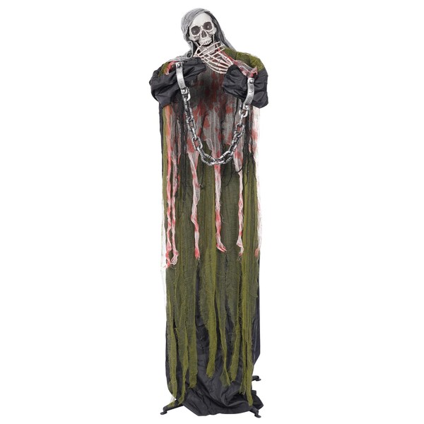 Halloween Decorations 6Ft with Glowing LED Eyes Evil Grim Reaper