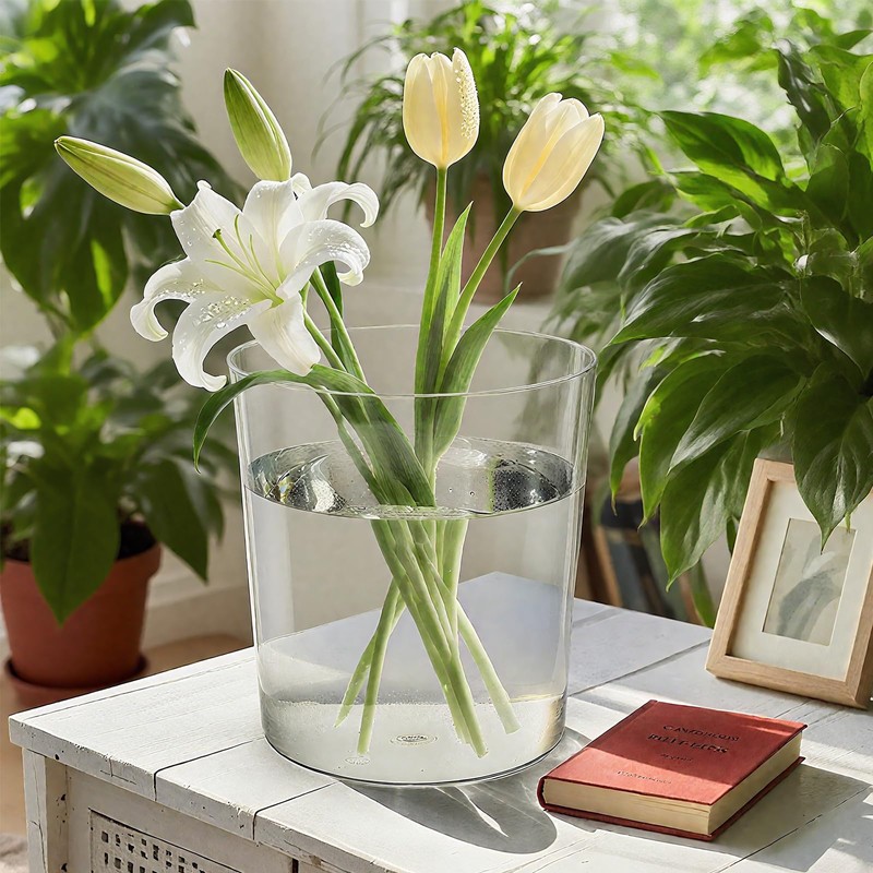 Okllen 6 Pack Clear Round Plastic Waste Baskets, BPA-Free Trash