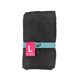 jowiha Nabaiji Microfibre Sports Towel, Black with Turquoise Band, Large 80 x 130 cm, Quick Drying