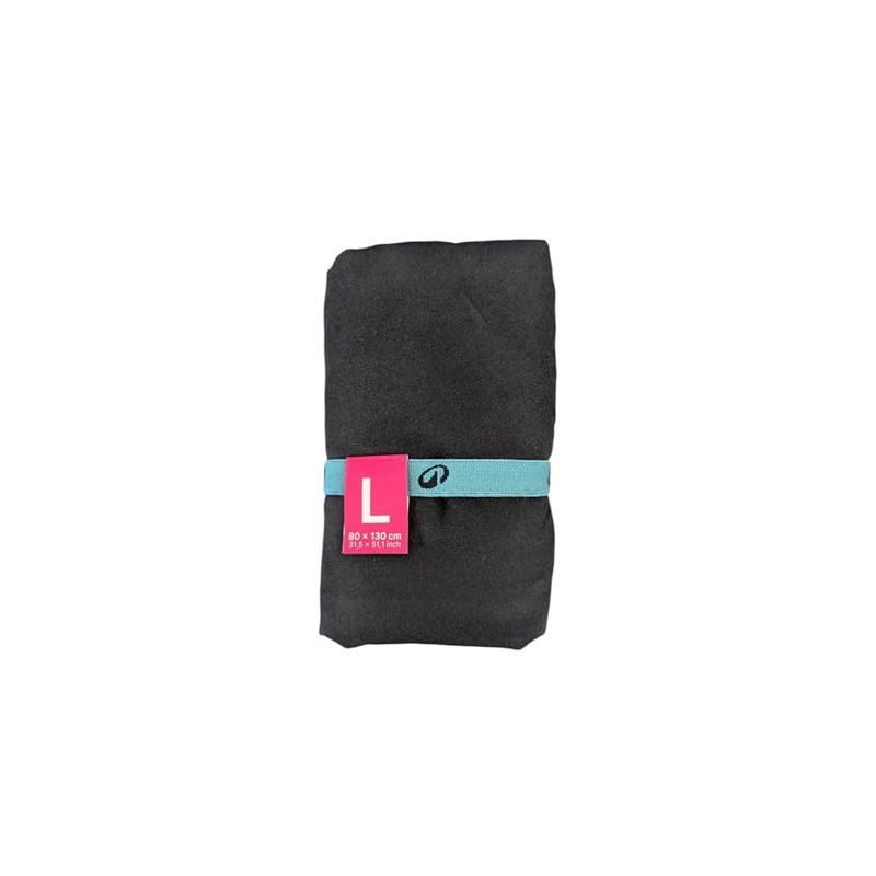 jowiha Nabaiji Microfibre Sports Towel, Black with Turquoise Band, Large