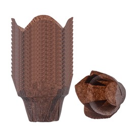 Restaurantware Daffodil Petal Baking Cups: Brown 6-oz Grease Proof Paper Baking Cup - Perfect for Muffins Cupcakes or Mini Snacks - Disposable and Recyclable - 200-CT