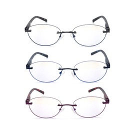 FEIVSN Rimless Reading Glasses for Women, Computer Blue Light Blocking Womens Readers Tinted Edge Stylish Designer Eyeglasses (3 Pack Mix Color, 1.0)