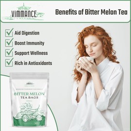 VIMMANCE Bitter Melon Dried Sliced Tea Bags, 50 counts, Dry Mellon Amargo, Vietnamese Herbal Tea, Momordica Charantia, 100% Natural Bittermelon, Decaf, Sugar Free, Balance Taste