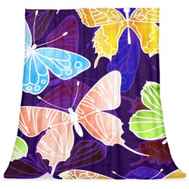 NigelMu Throw Blanket, Lightweight Microfibre Fleece Blanket, Butterfly Colour, Soft, Cosy, 59.0 x 78.7 cm Duvets