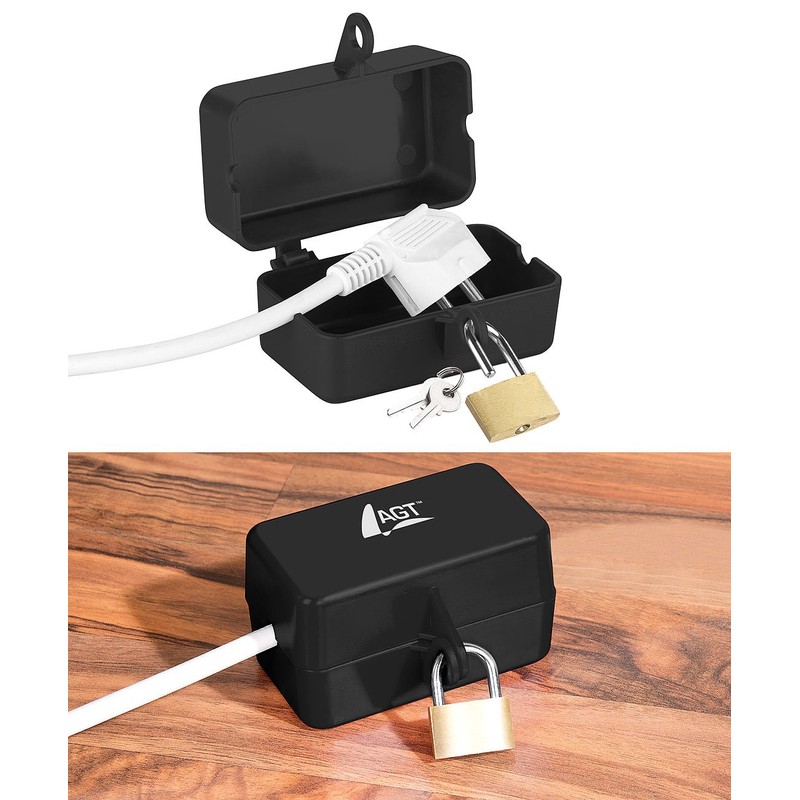 AGT Cable Box: Set of 2 Lockable Power Plug Protection