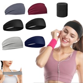 Beyson 6 Pack Diademas para Cabello para Hombre y Mujer - Bandas para el Cabello Deportivas, Elástica, Secado Rápido, Transpirable Banda para Sudor para Practicar Deporte, Ciclismo, Yoga