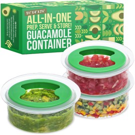 IMPRESA [3 Pack Guacamole Keeper with Airtight Lid - Guacamole Saver Container with Lid - Fresh Food Saver - Food Containers with Lids - Kitchen Storage Dip Container - Oval Food Container - 1.5 Cups