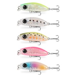 Night Army Fishing Lure, 0.1 oz (3 g), 1.5 oz (3.7 cm), Mebalminow, 5 Colors to Choose from, Slow Sinking Type, Ajing, Mebaling, Area Trout (Clear Type 5 Color Set)