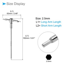 CoCud T-Handle Hex Key, 2.5mm Hex, CR-V Steel Metric Sliding Handle Key Wrench with Speed Sleeves - (Applications: for T or L Handle Driver), 1-Piece