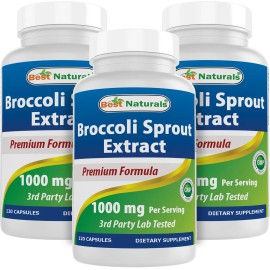 Best Naturals 3 Pack Best Naturals Broccoli Sprouts Extract 1000 mg 120 Capsules