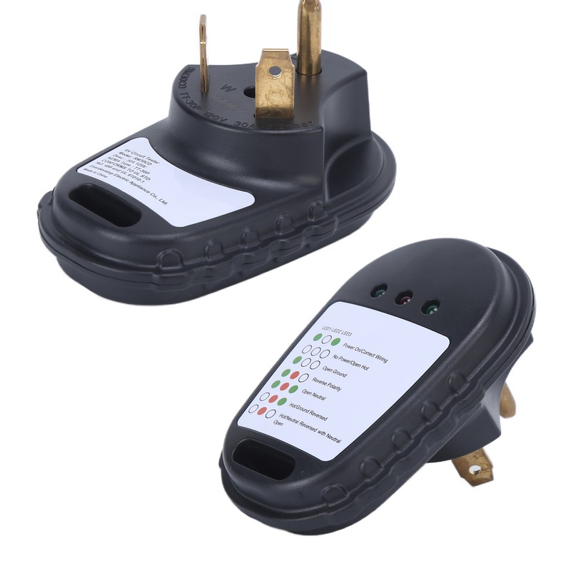 30A RV Circuit Analyzer Portable Power Tester Receptacle with LED