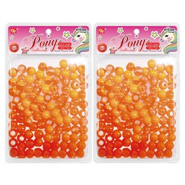 200 Pcs Beads Jewelry Making Kit DIY Hair Braiding Bracelet Ornaments Crafts Extra Large Clear Two Tone Round Pony +2 Beaders Included (Orange)