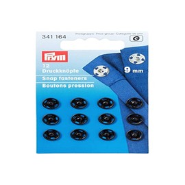 prim snap black round 9mm set of 12