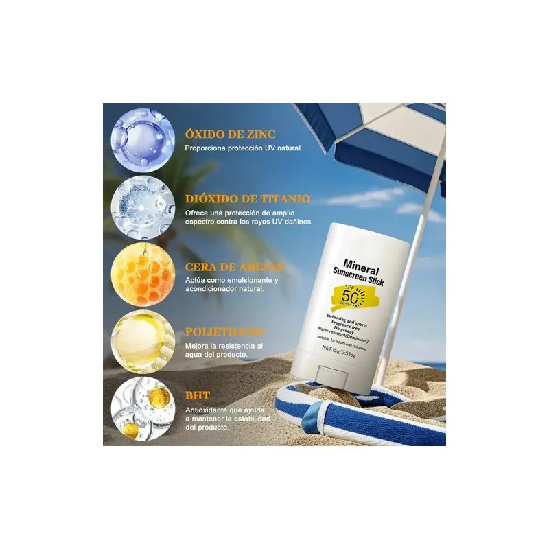 2 botellas Protector solar en barra Rapid Sunscreen SPF 50,,