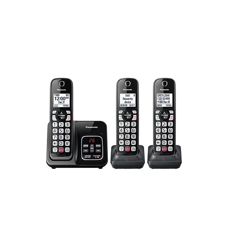 Panasonic Cordless Phone with Answering Machine, Advanced Call Block, Bilingual