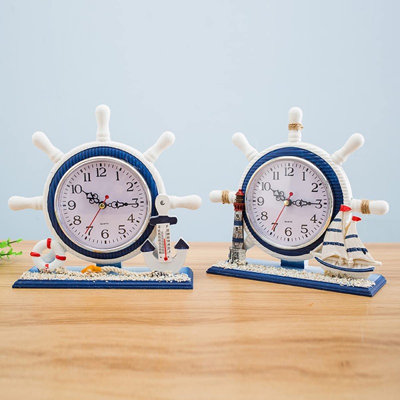 GRIRIW 1Pc Nautical Style Silent Clock Artistic Sailboat Design for