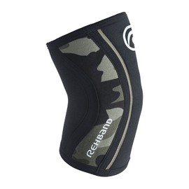 Rehband Elbow Bandage Made of 5 mm SBR / Neoprene, Elbow Sleeve for Weight Training, Anatomical Design, Non-Slip and Tight Fitting for Men and Women, Colour: Camo, 1 Pair, Size: XL