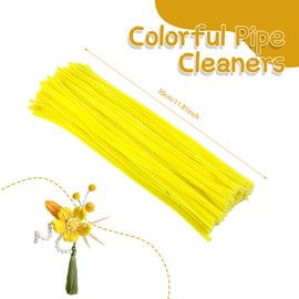 Zxiixz 100Pcs Pipe Cleaners, Pipe Cleaners Craft, Creative Craft Pipe Cleaners for Festivals DIY Hand Arts, Chenille Stems Crafting Pipe Cleaners, Craft Supplies for Home DIY Handcraft/Yellow