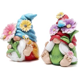 Donboly Gnomes Statue Garden Ornaments, Outdoor Decorations,Garden Gnomes Figurine Decor with Succulent,Balcony,Yard,Lawn-Unique Housewarming Novelty Interesting Gifts (2PCS)