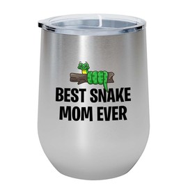 Snake Lovers Silver Edition Wine Tumbler 12oz - Best snake mom - Exotic Tropical Pet Reptiles Lizard Snake Turtle Geckos Tortoise Breeder Camouflage
