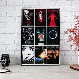 OsouYY OsouYY 50PCS Vintage Classic Movie Posters Wall Collage Kit, Creepy Scary Horror Movie Decor Aesthetic Pictures, Horror Decor for Home Bedroom Living Wall Decor, 46 Inches