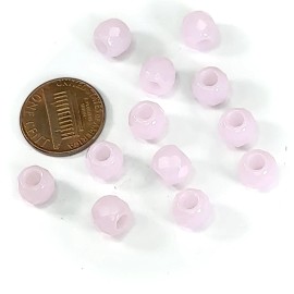 PRECIOSA Czech Glass LARGE HOLE Faceted FP Beads 8mm (Pink Alabaster Opaque 12 pcs J438