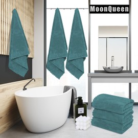 MOONQUEEN 6 Pack Premium Bath Towel Set - Quick Drying - Microfiber Coral Velvet Highly Absorbent Towels - Multipurpose Use as Bath Fitness, Bathroom, Shower, Sports, Yoga Towel (Teal)