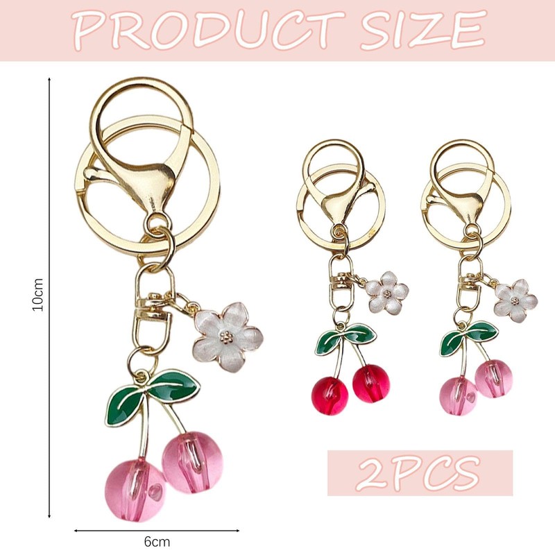 2 Pieces of Cherry Keychain, Creative Cute Keychain, Fun Car