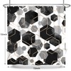 deFouliao Black Shower Curtain Modern Abstract Geometric Grid Bathroom Curtain