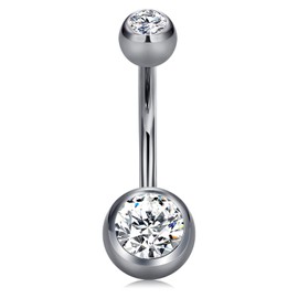 Cizme Titanium Belly Button Piercing 6 mm with Crystal 14G Short Piercing Navel Piercing, Titanium