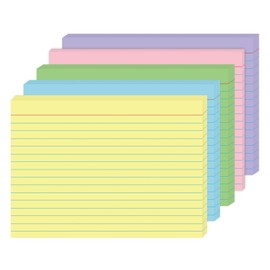 MEIOPUOYEAM 5x7 Colored Note Cards - 50 Pcs Large Heavy Duty 250gsm Lined Flashcards - Jumbo Assorted Index Cards for Recipe Cards, Home Office Filing & Presentation Prompts - Thick Paper