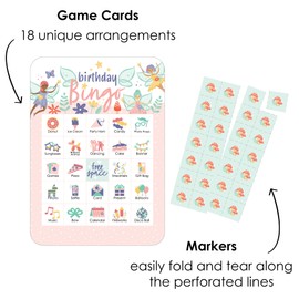 Big Dot of Happiness Let’s Be Fairies - Picture Bingo Cards and Markers - Fairy Garden Birthday Party Shaped Bingo Game - Set of 18