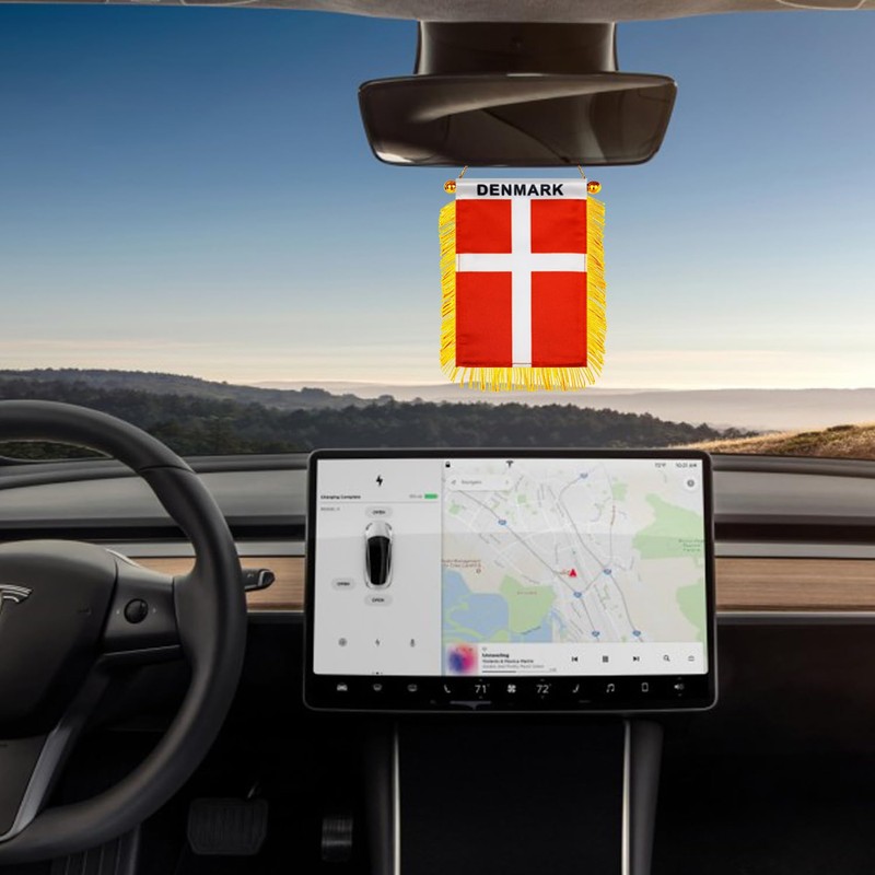 Denmark Hanging Flag with Suction Cup 4x6 Inch - Double