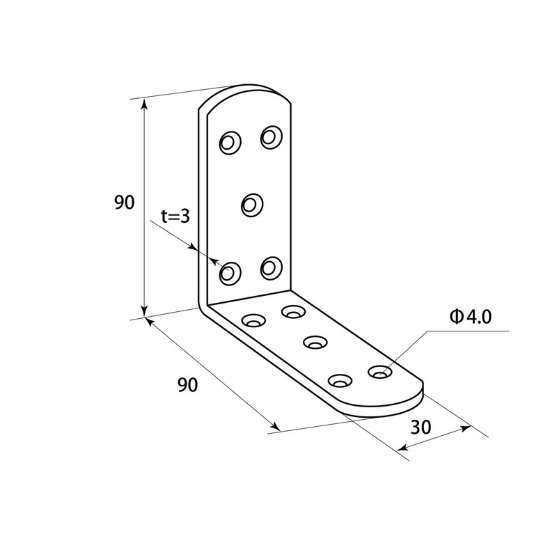 WAKI BK-824 Stainless Steel Wide Corner Metal 3.5 inches (90
