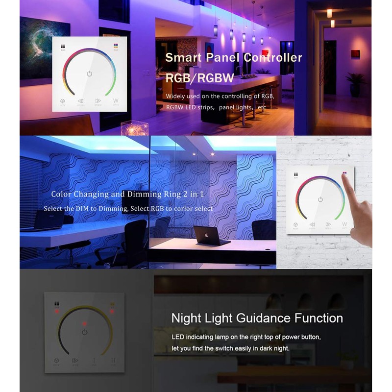 AMKI LED Wall Switch Dimmer,LED Controller,Wall- Mounted Plastic Cover Touch