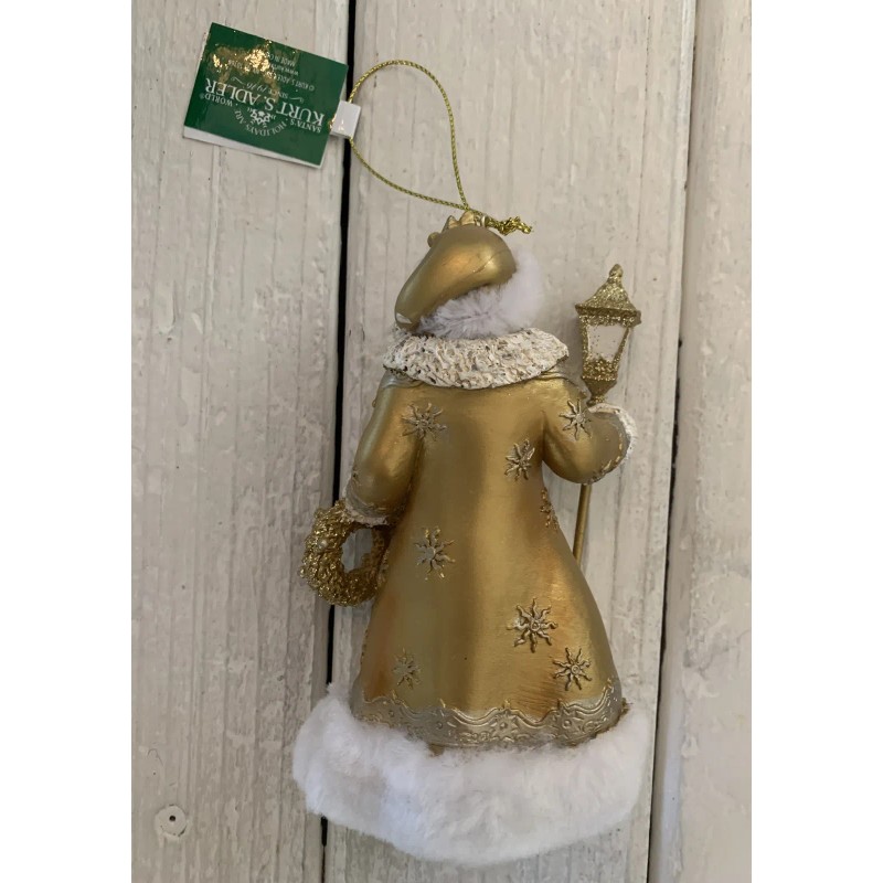 Kurt Adler Golden Light Metallic Gold Santa Holding Lantern Ornament