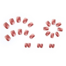 24pcs Amber Nail Tips Stain Gold Thread Fake Nails for Wedding, Party, Holiday, Dating, Prom, Daily Life