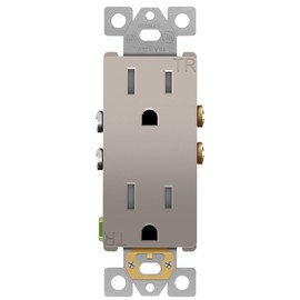 ENERLITES, Nickel Elite Series Decorator Receptacle Outlet Child Safe Tamper-Resistant, Self-Grounding, 2-Pole, Residential Grade, 15A 125V, UL Listed, 61501-TR-NK