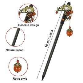 Mililanyo 4 Pcs Chinese Hair Accessories Retro Geisha Wooden Hairpins Japanese Hair Stick Asian Hair Chopsticks Handmade Red Flower Tassel Hair Accessories with Tassel for Women Girl Long Hair(Classic Style)